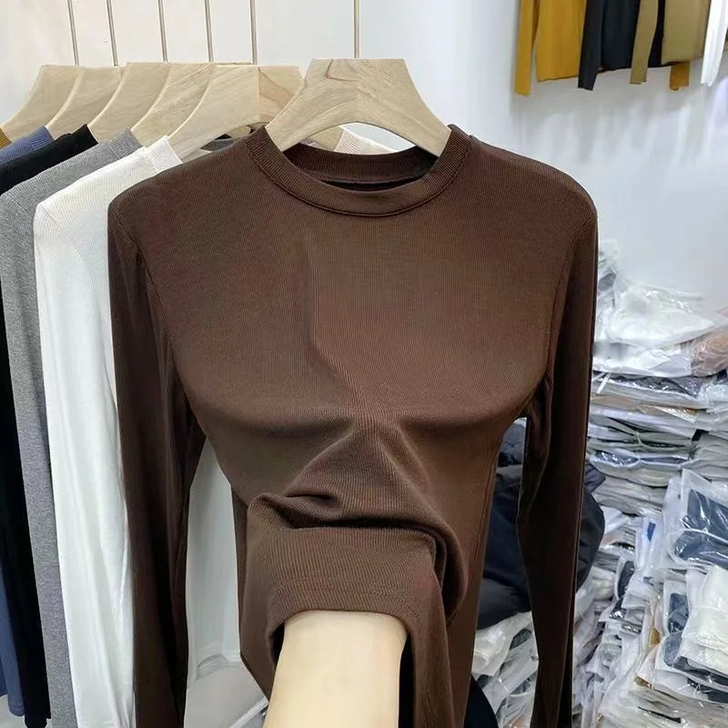 Slim T-Shirt Top  Long Sleeve Elastic