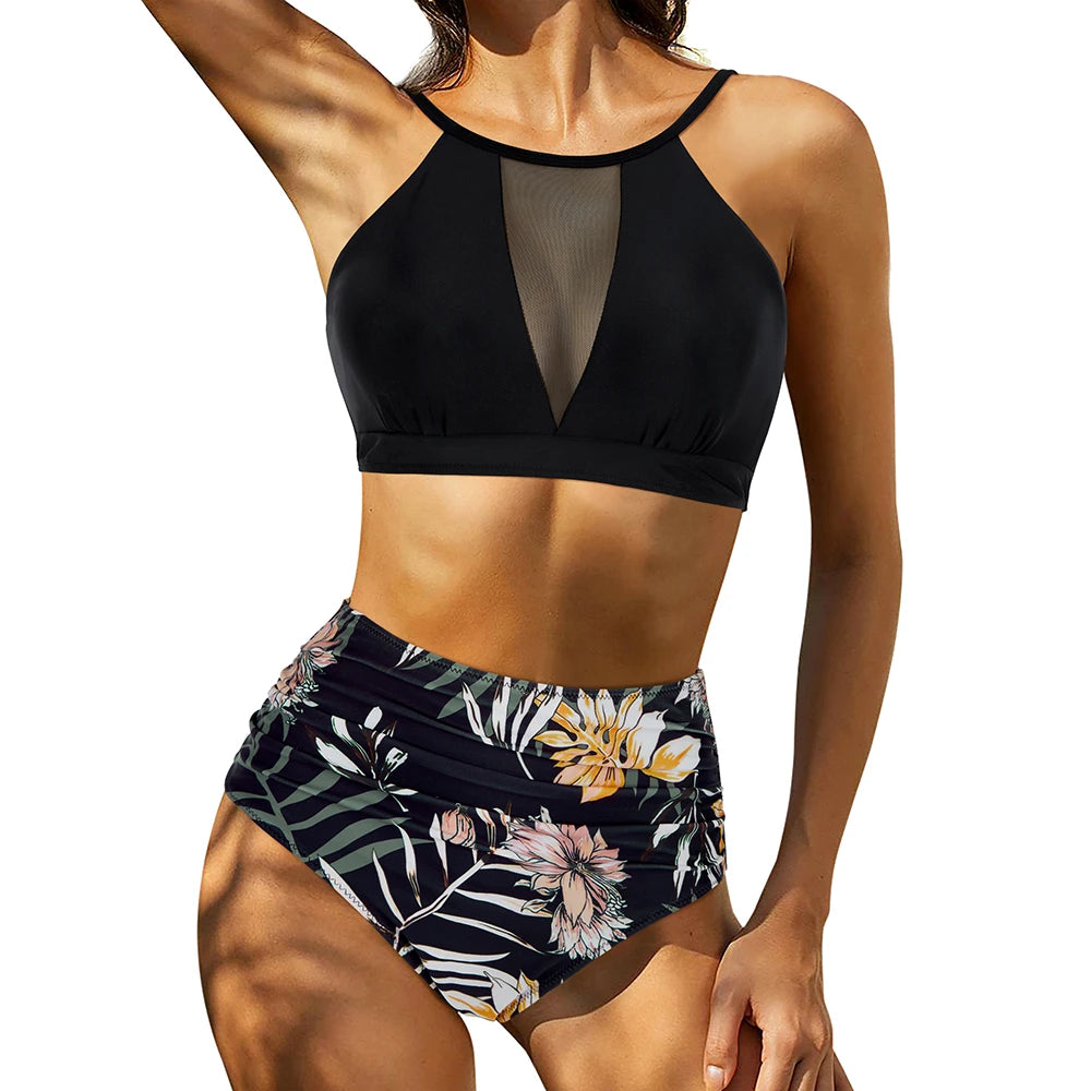 Print High-Waist Bikini