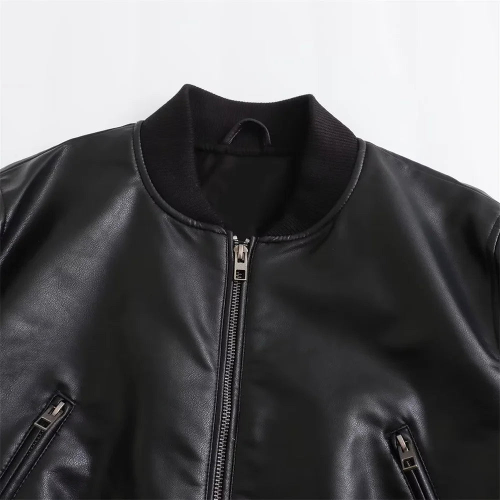 Versatile Faux Leather  Jacket