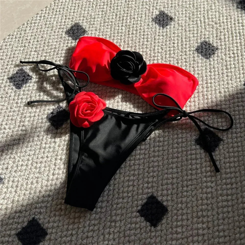 Flower Thong Bikini