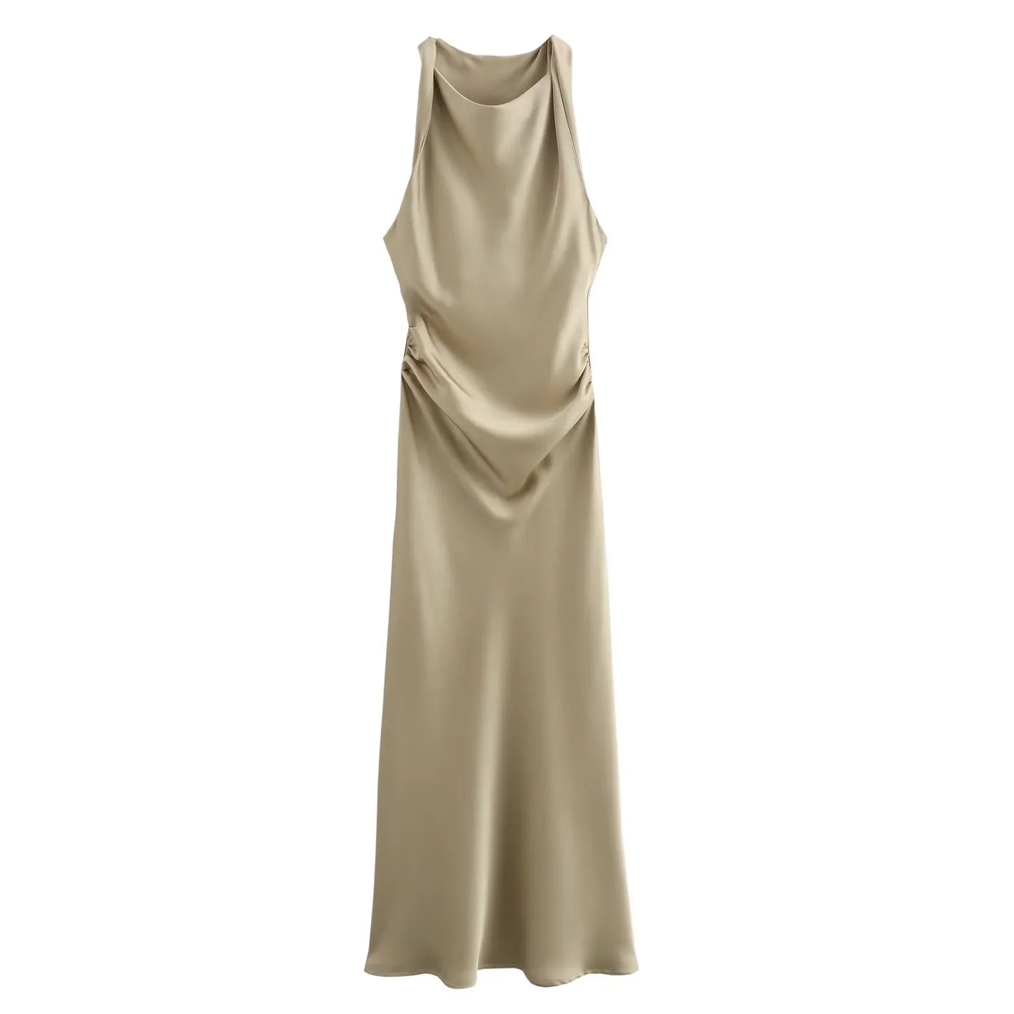 Satin Long Midi Dress