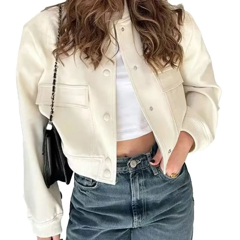 Elegant Solid Bomber Jacket