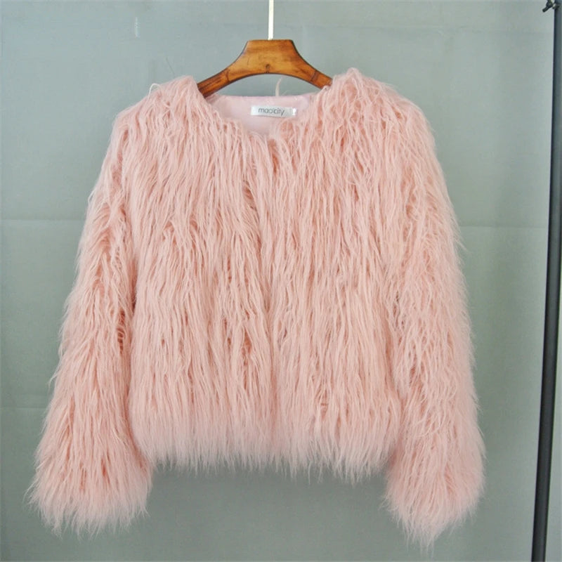 Pink Plush Fur Jacket