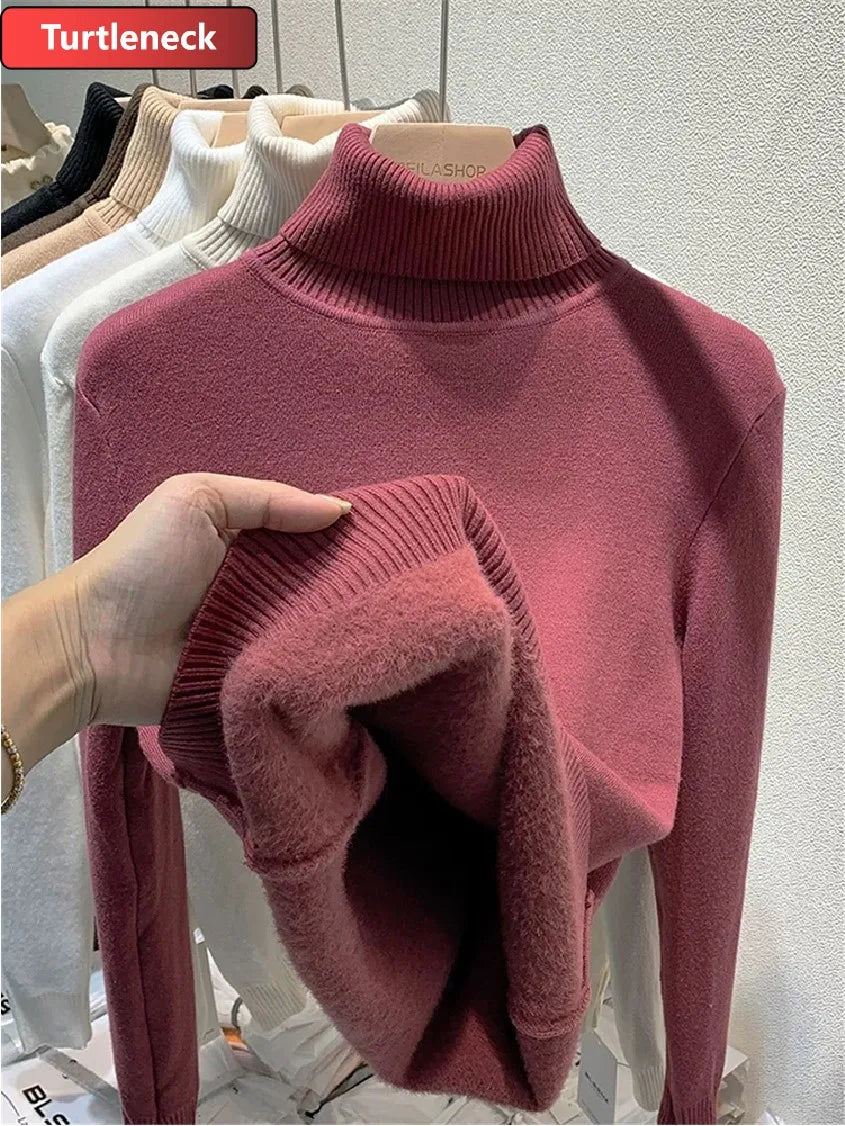 Thick Velvet Turtleneck Sweater