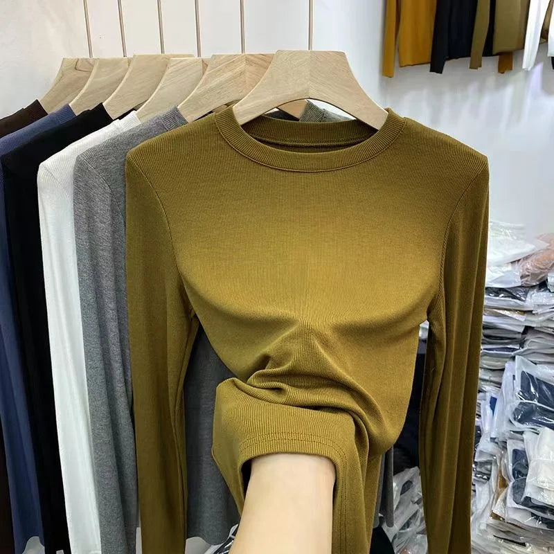 Slim T-Shirt Top  Long Sleeve Elastic