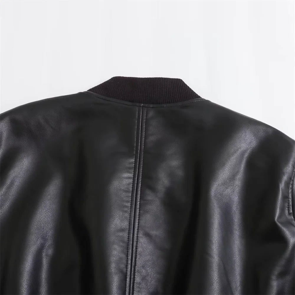 Versatile Faux Leather  Jacket