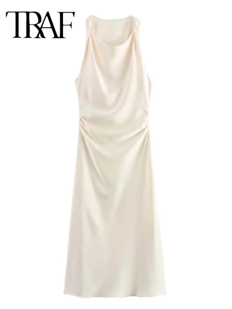 Satin Long Midi Dress