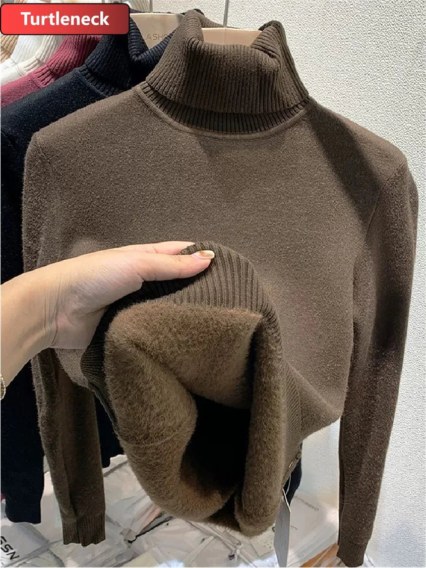 Thick Velvet Turtleneck Sweater