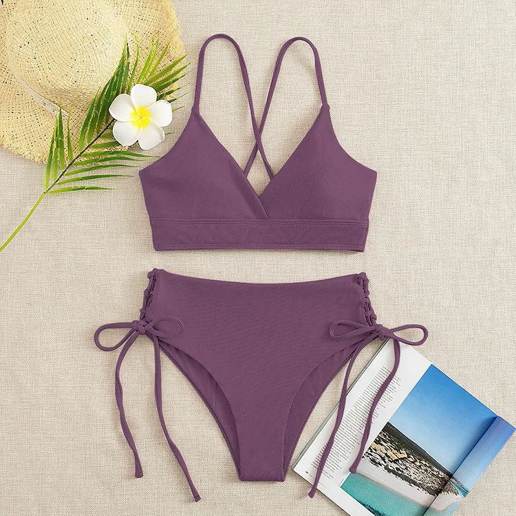 V-Neck Split Bikini