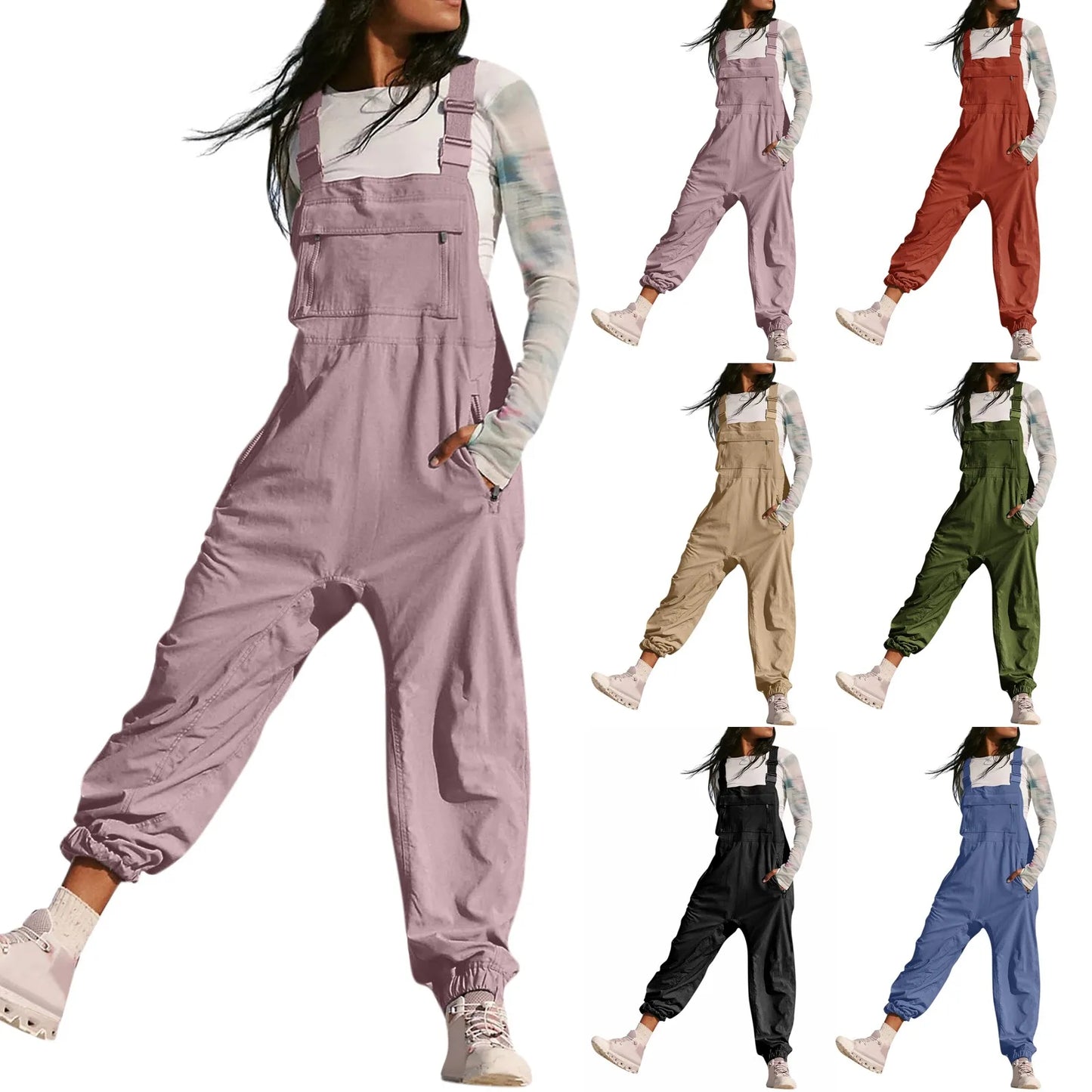 Button Strap Jumpsuits