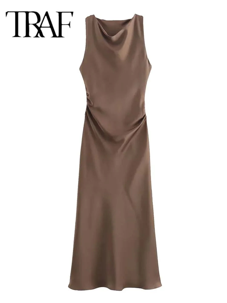 Satin Long Midi Dress