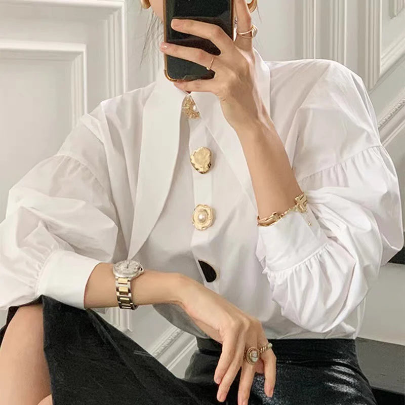 White Elegant Pearl Shirts