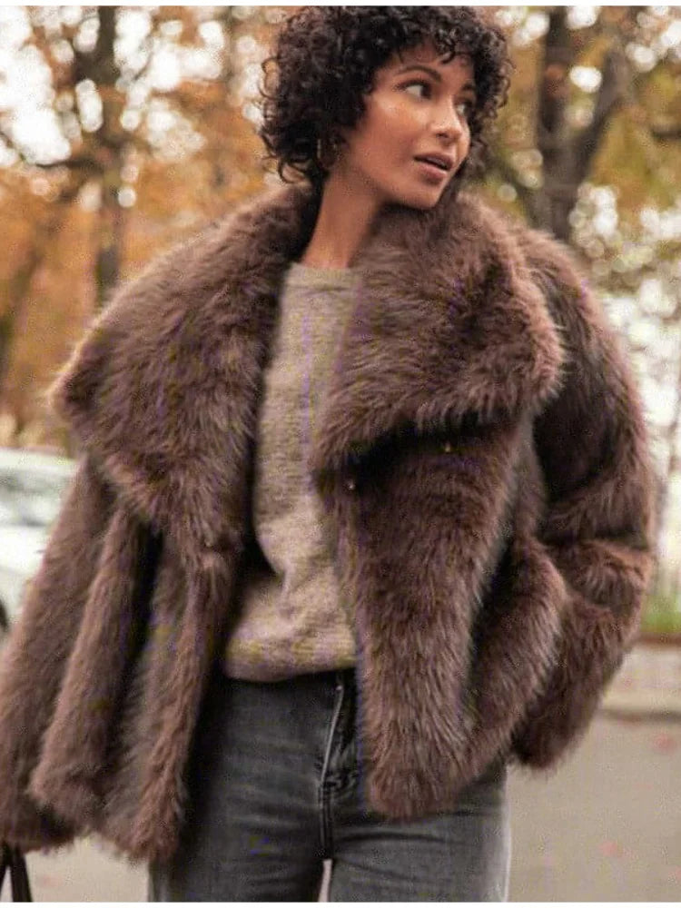 Brown Faux Fur Jacket