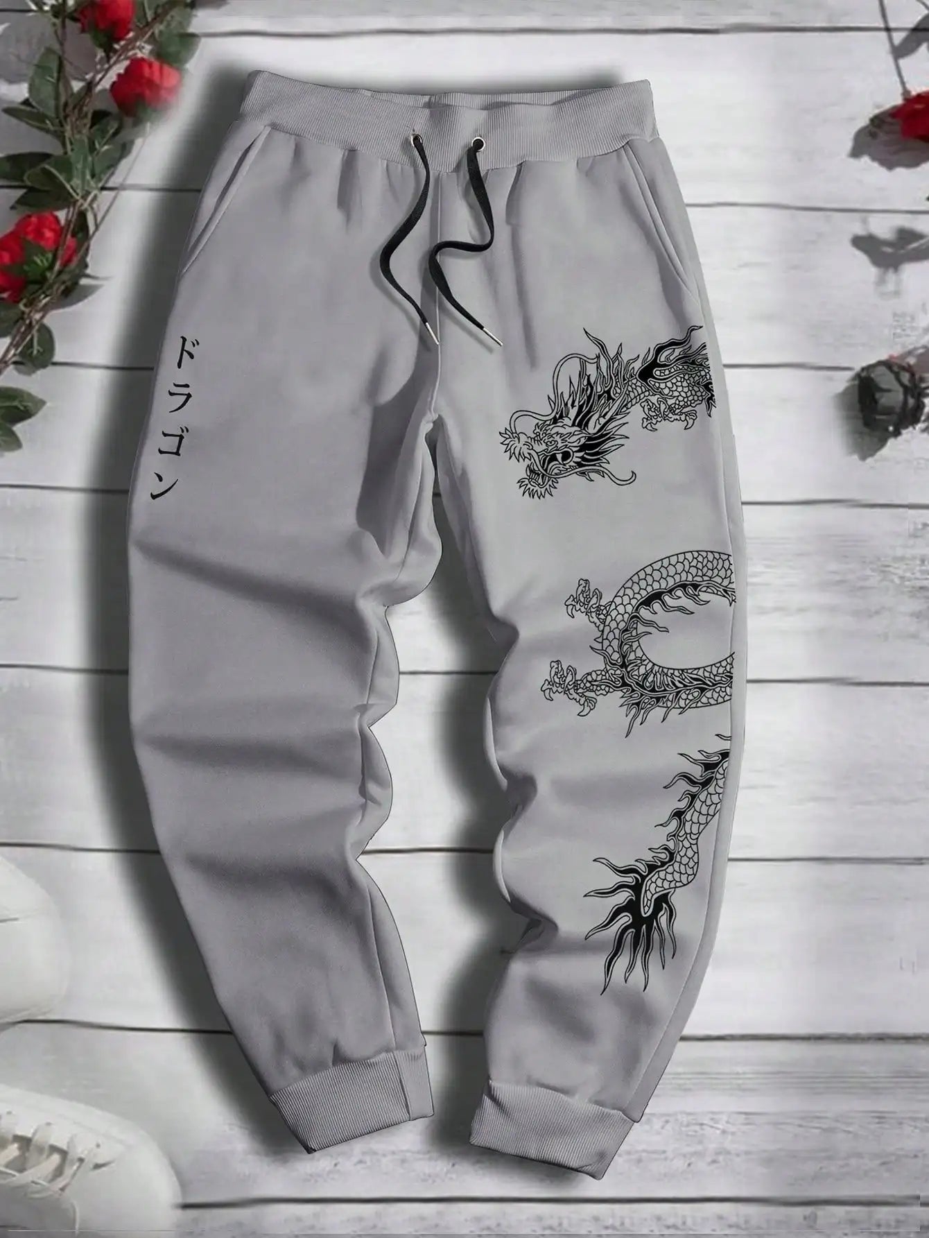 Dragon and Japanese Letter Pants