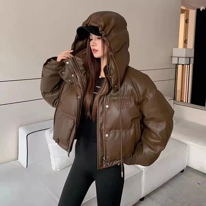 Leather Down Cotton Jacket