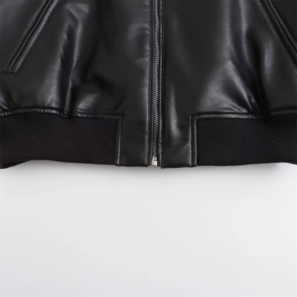 Versatile Faux Leather  Jacket