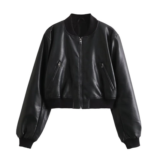 Versatile Faux Leather  Jacket