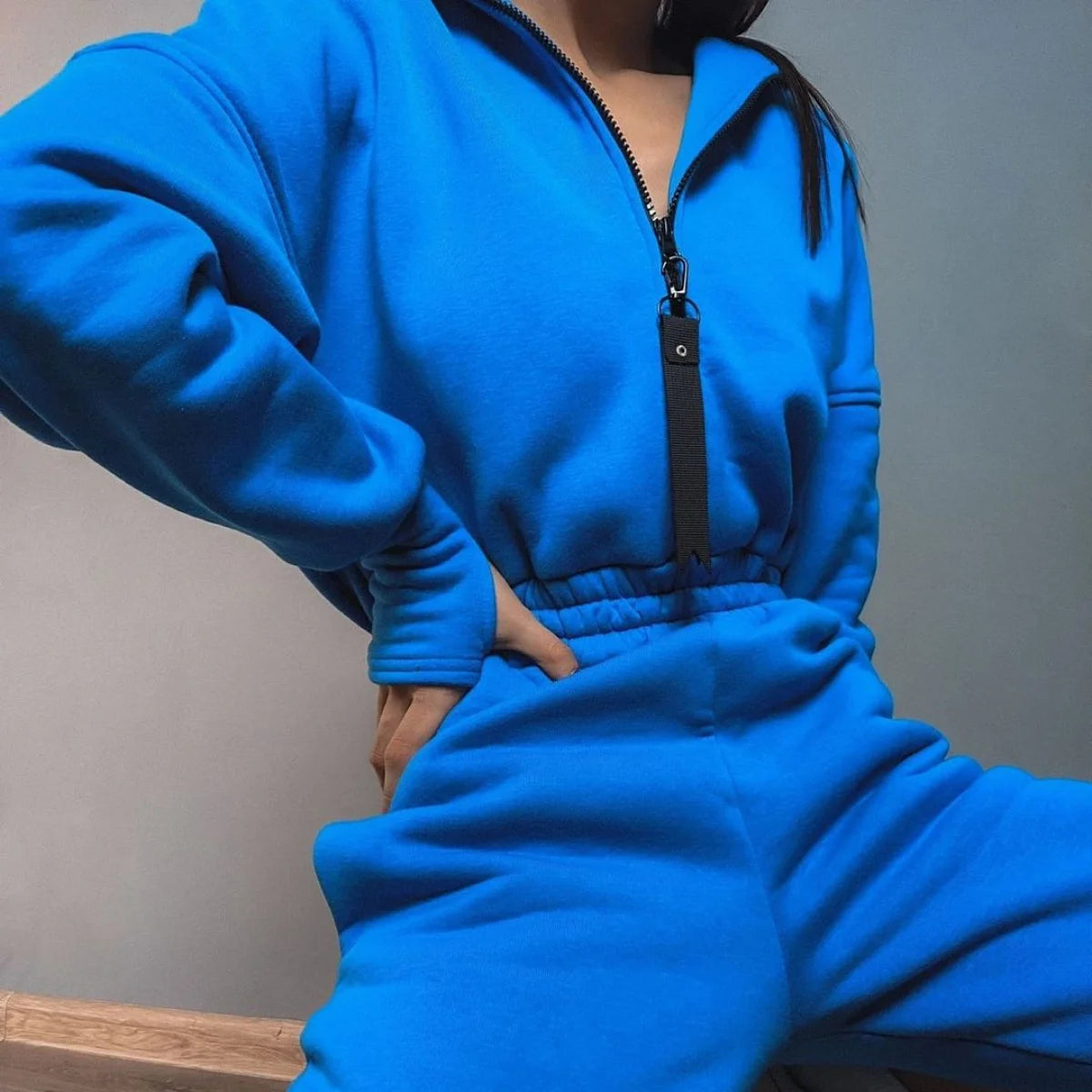 Zip-up hooded Jumpsuits