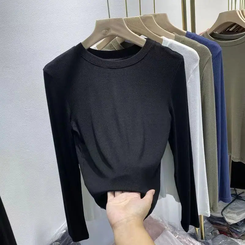 Slim T-Shirt Top  Long Sleeve Elastic