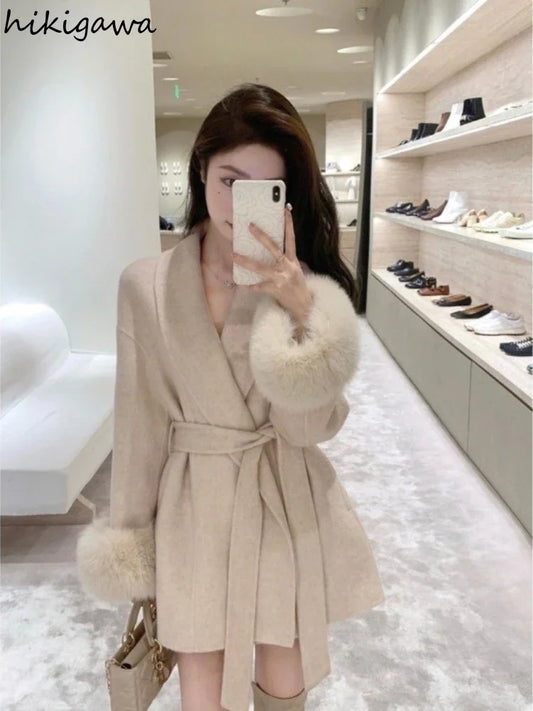 Furry Long Sleeve Solid  Jackets