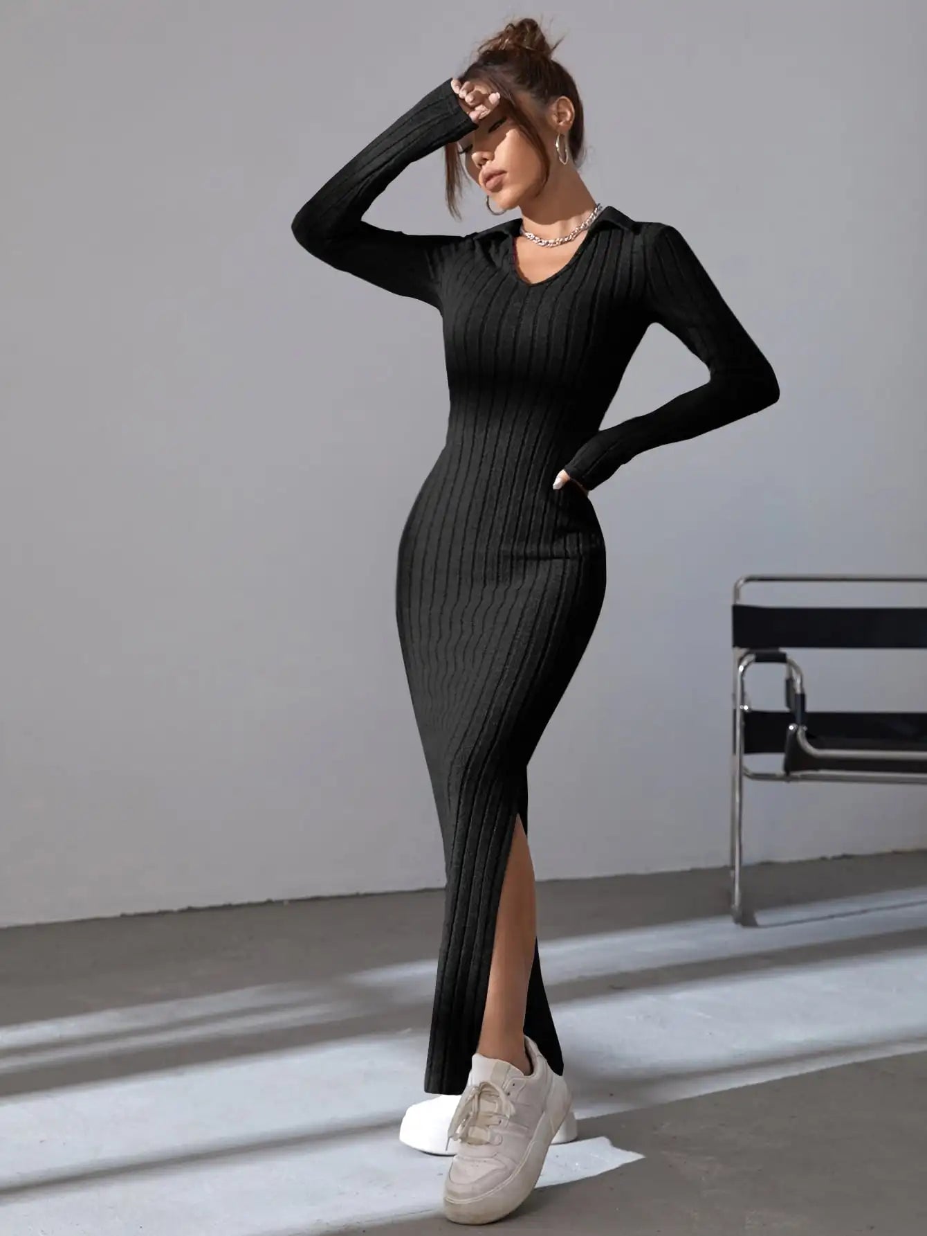 Black Pit Strip Dress