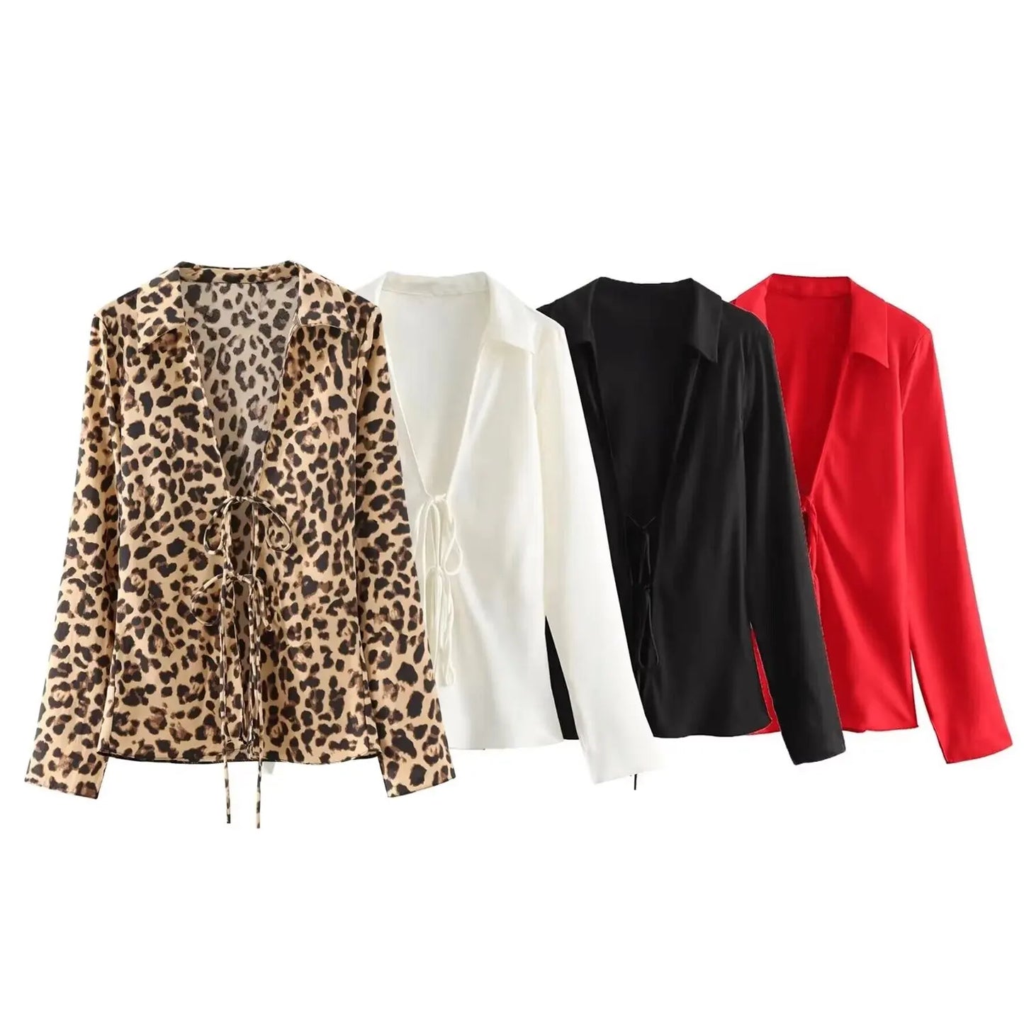 Long Sleeve V Neck Blouses