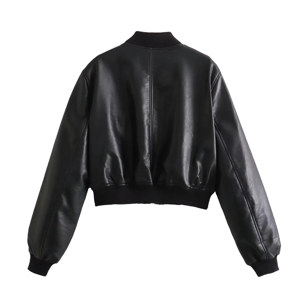 Versatile Faux Leather  Jacket