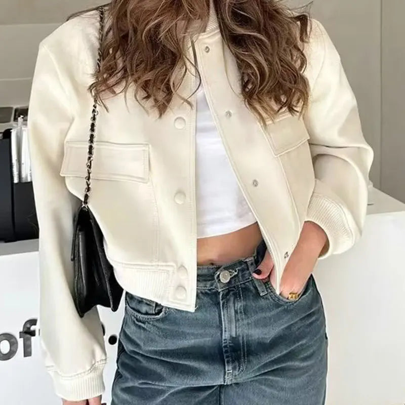 Elegant Solid Bomber Jacket