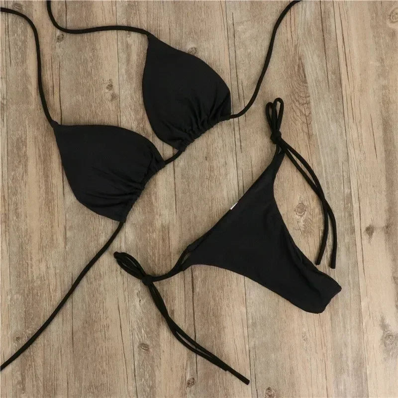 Solid G-String Bikini