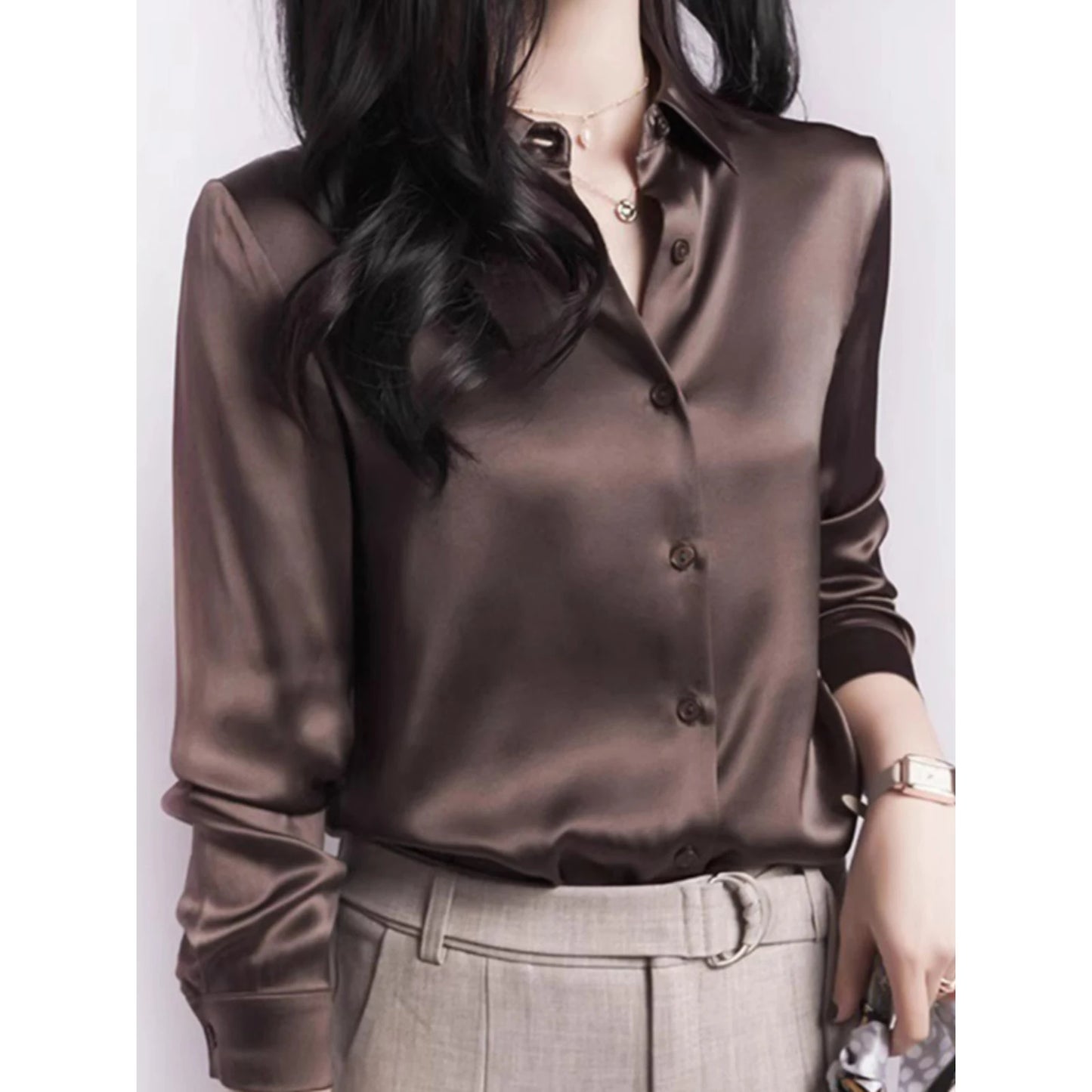 Satin Long Sleeved Shirt