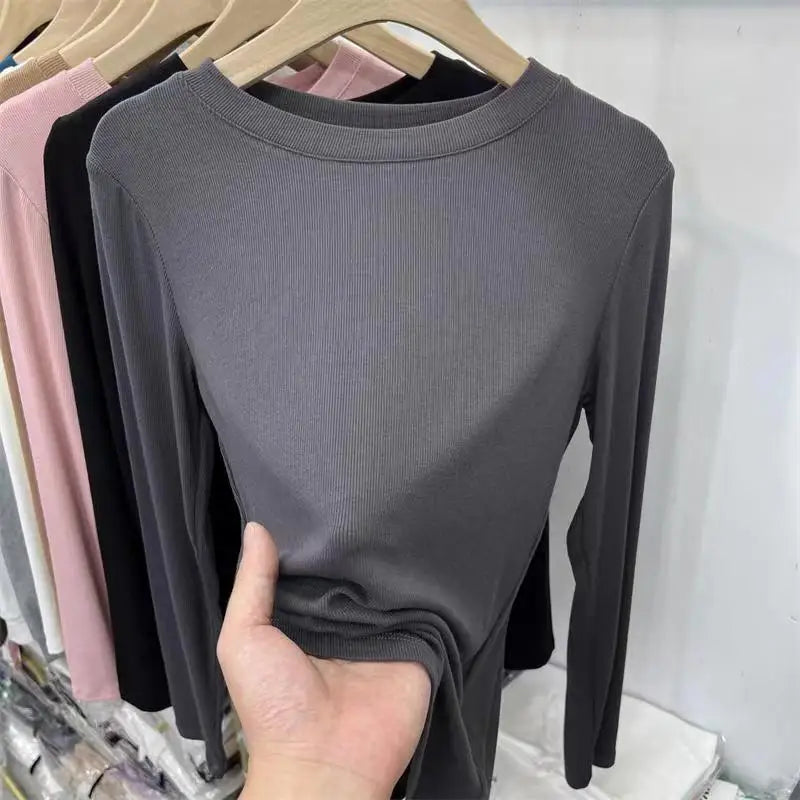 Slim T-Shirt Top  Long Sleeve Elastic