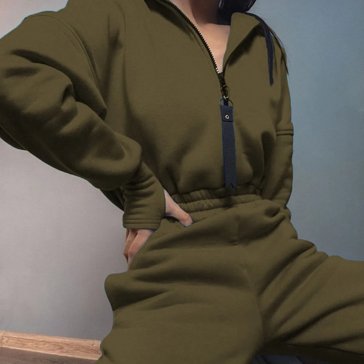 Zip-up hooded Jumpsuits