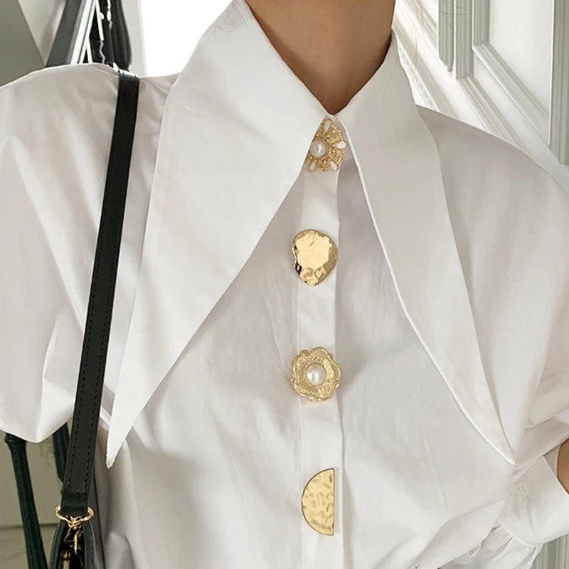 White Elegant Pearl Shirts