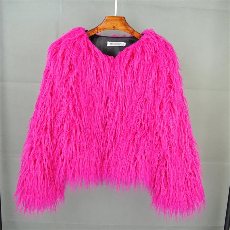 Pink Plush Fur Jacket