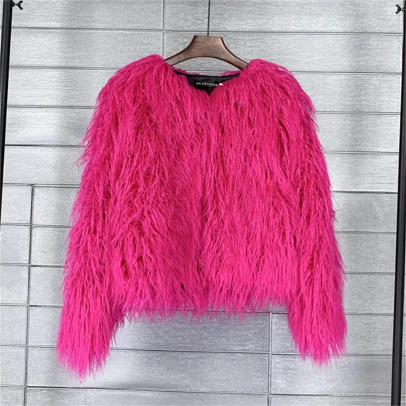 Pink Plush Fur Jacket