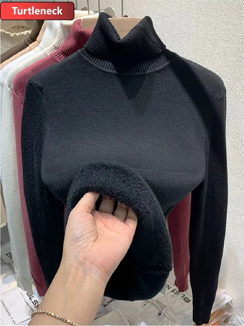 Thick Velvet Turtleneck Sweater