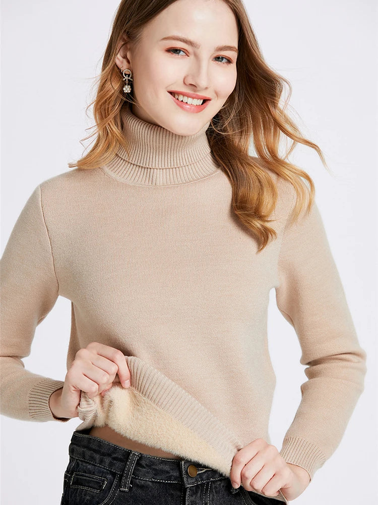 Thick Velvet Turtleneck Sweater