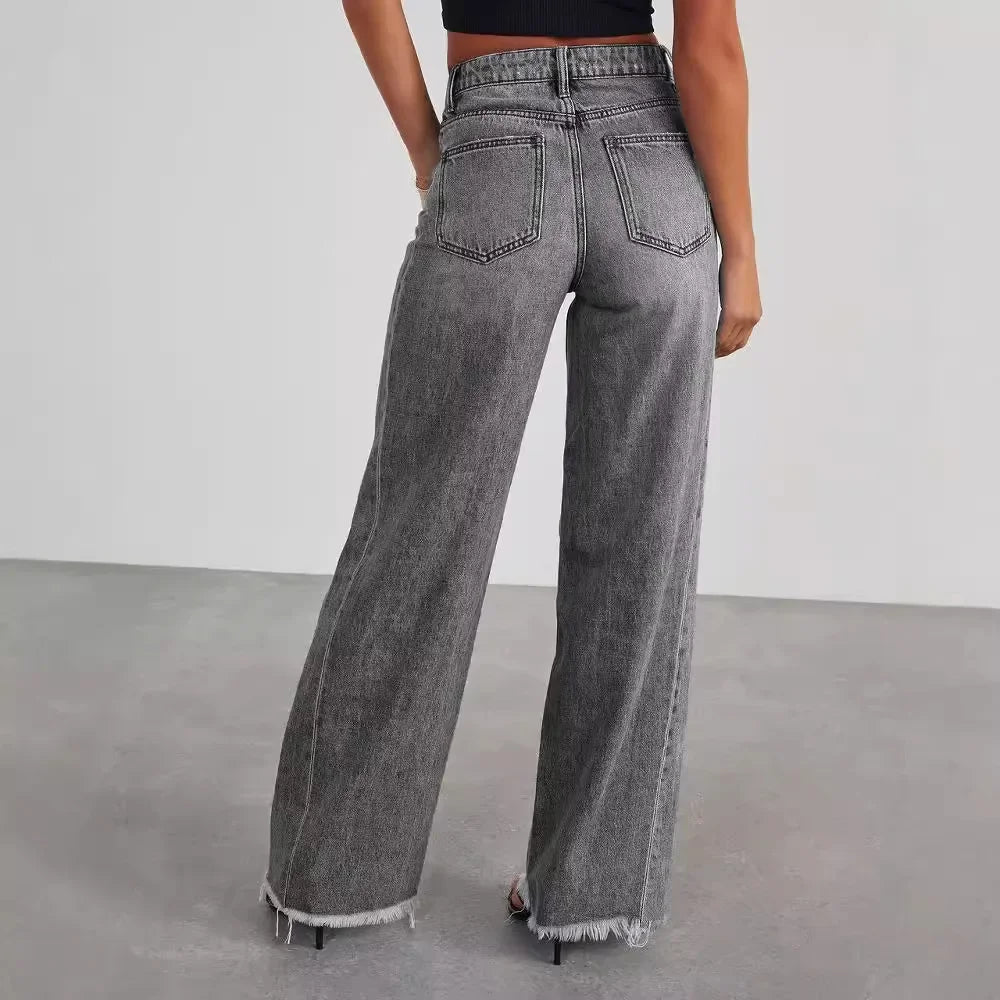 Straight-leg Furred Jeans,