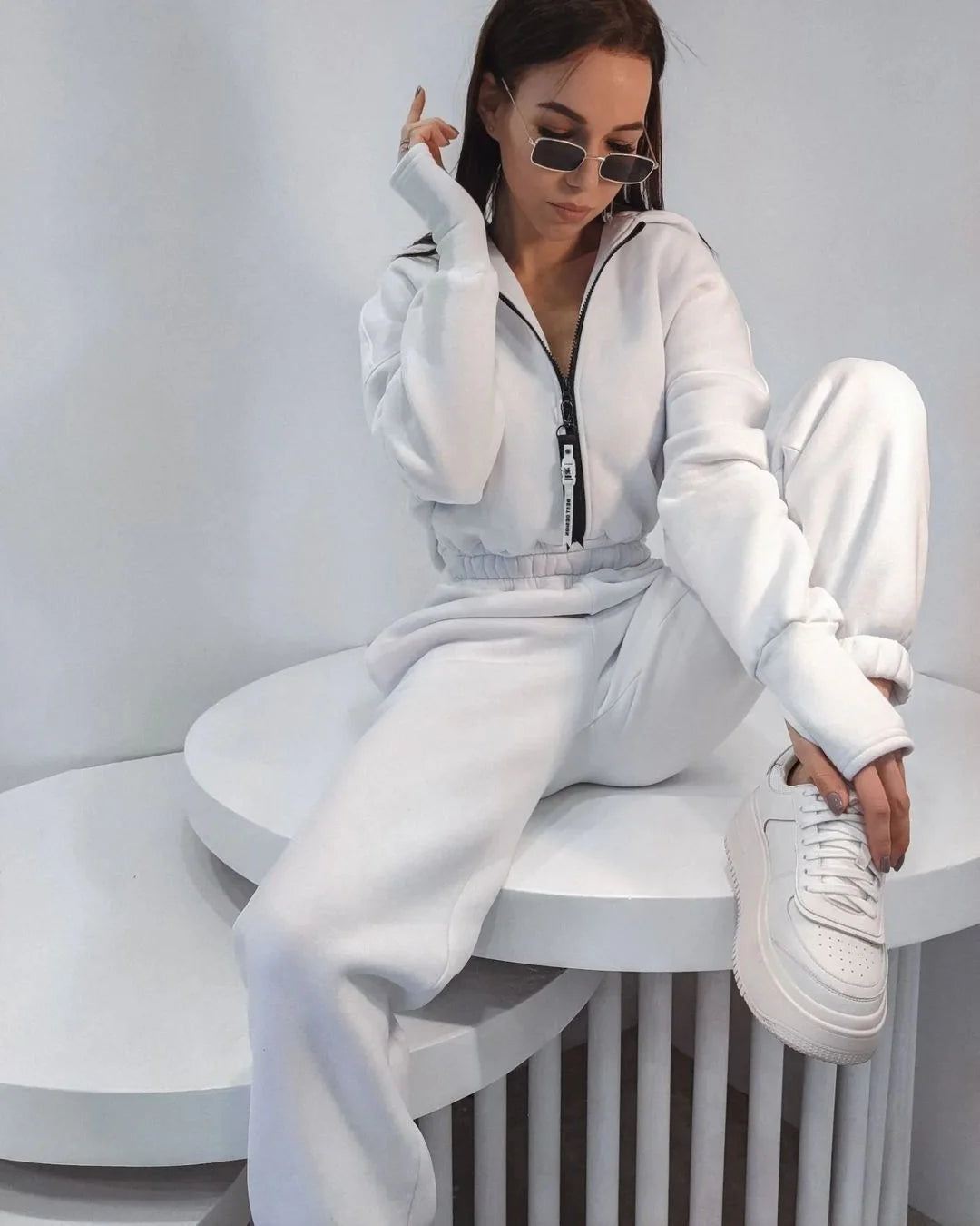 Zip-up hooded Jumpsuits