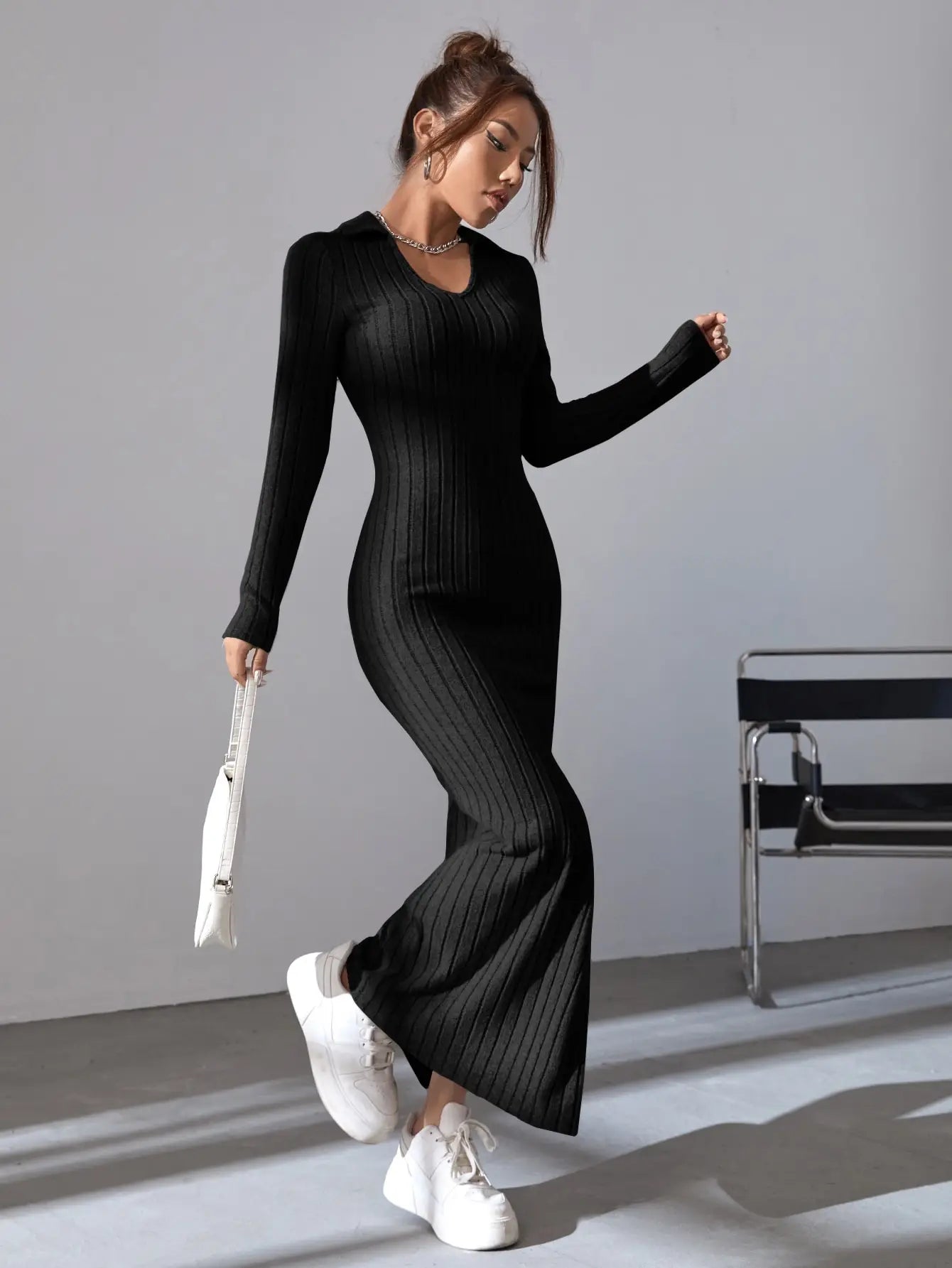 Black Pit Strip Dress