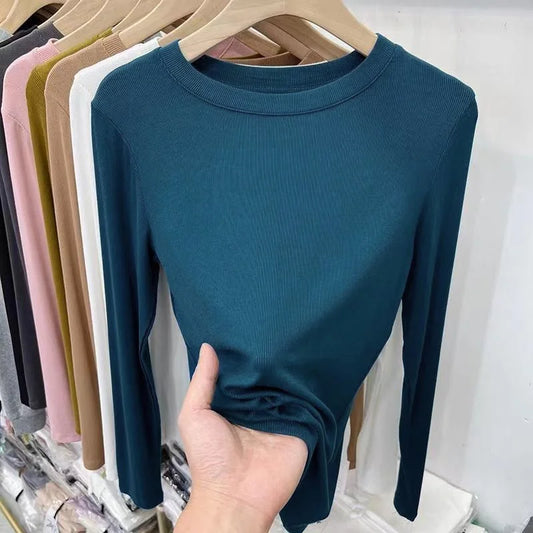 Slim T-Shirt Top  Long Sleeve Elastic