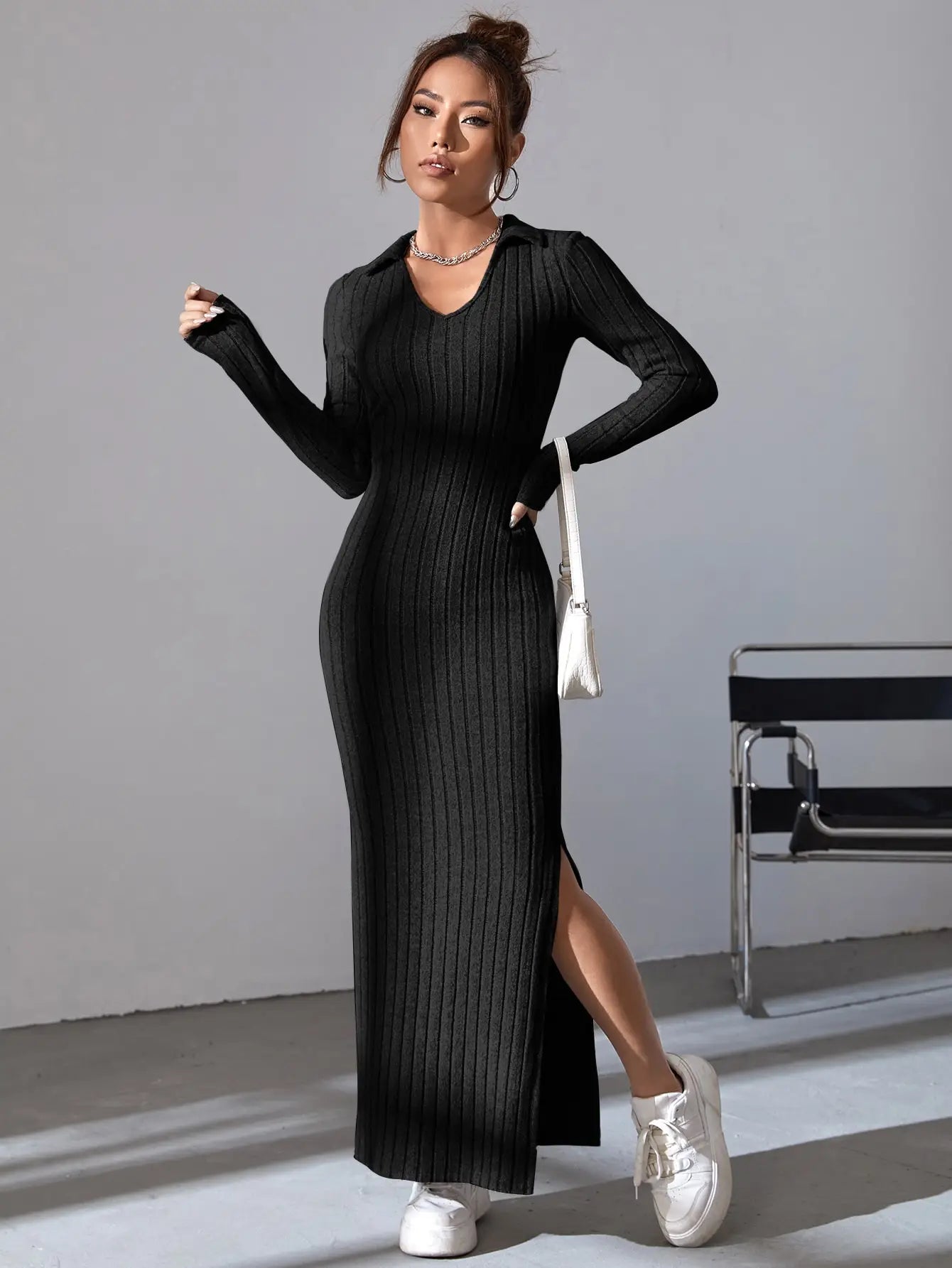 Black Pit Strip Dress