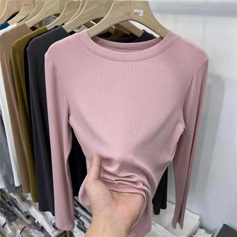 Slim T-Shirt Top  Long Sleeve Elastic