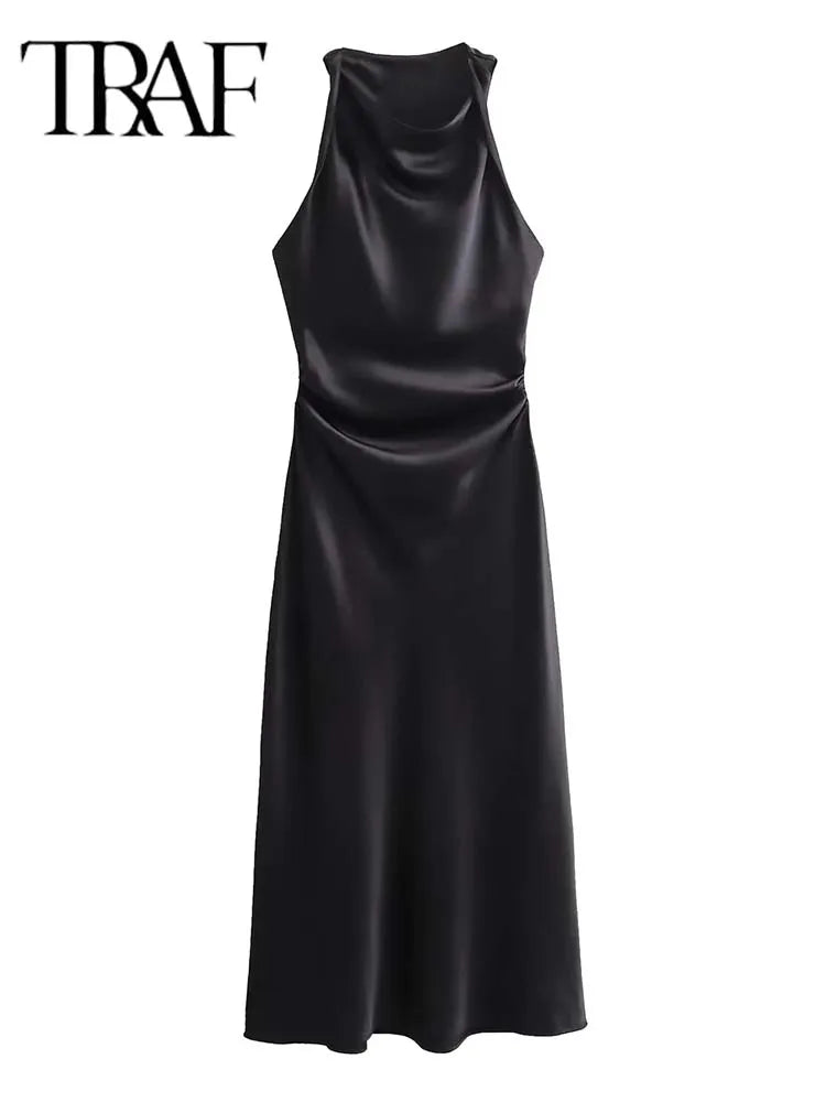 Satin Long Midi Dress